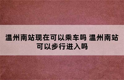 温州南站现在可以乘车吗 温州南站可以步行进入吗